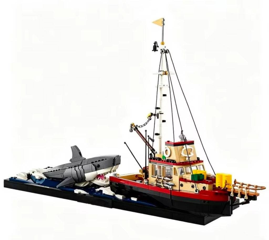 Jaws Diorama Boat & Shark (21350) 1503PCS Building Blocks w/ 3 Figures