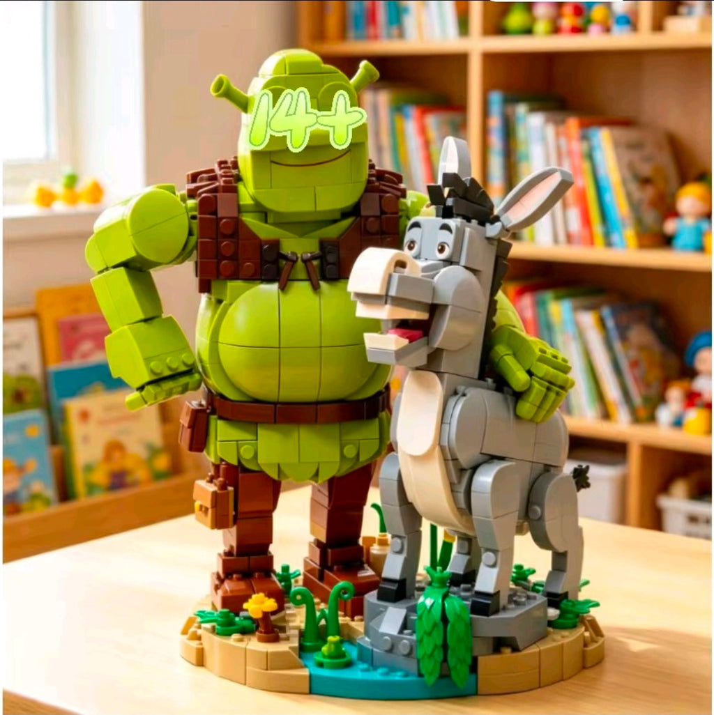 New Build Blocks Set Shrek, Donkey & Puss in Boots | 1403pcs (72423)