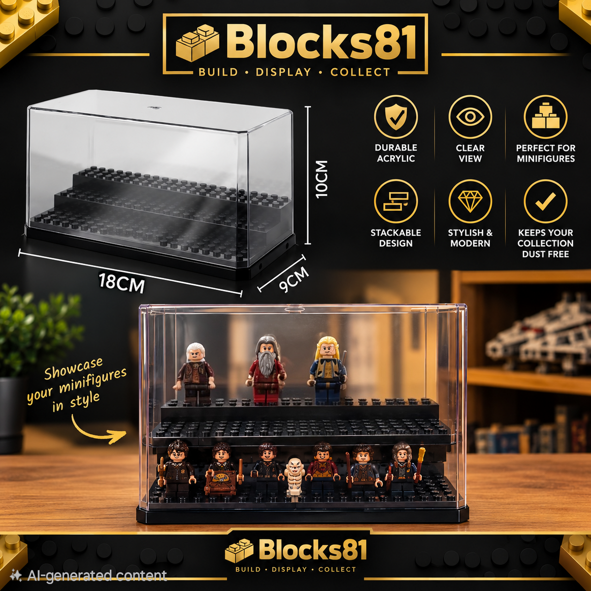 Display Case 3 Tier Box for Minifigures