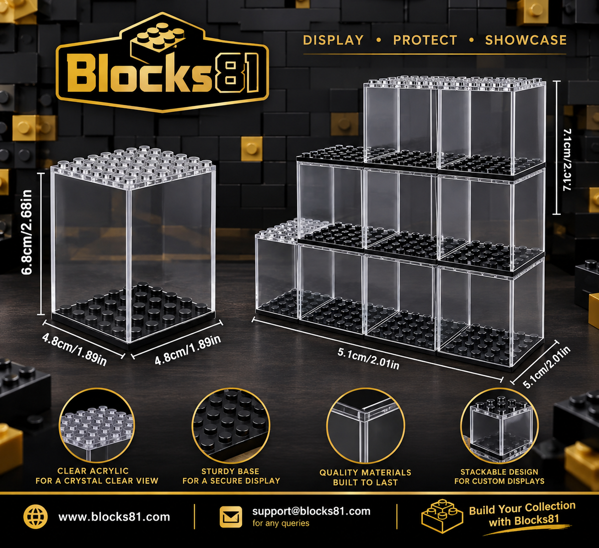 5 Pc Clear Building Block Display Sets for Mini Figures