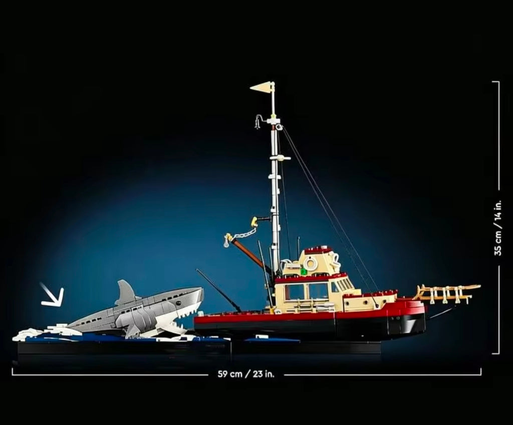 Jaws Diorama Boat & Shark (21350) 1503PCS Building Blocks w/ 3 Figures